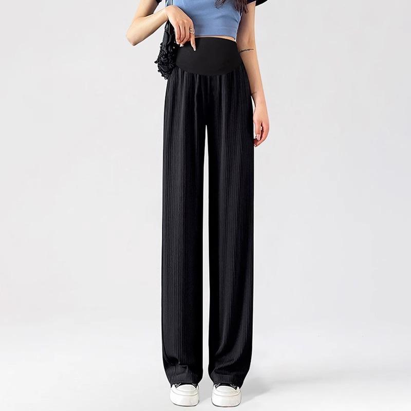 

Maternity pants summer outer wear new thin pregnancy ice silk wide leg pants do not restrain the belly small maternity wear average size [suitable for 80-55kg] чёрный