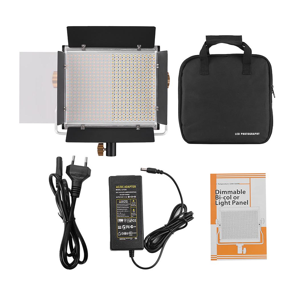 LED Video Light Panel Fill-in Lamp with Barn Door 480 LED Bds Brightness 3200K-5600K Color Temperature for Studio Photography Video Shootin