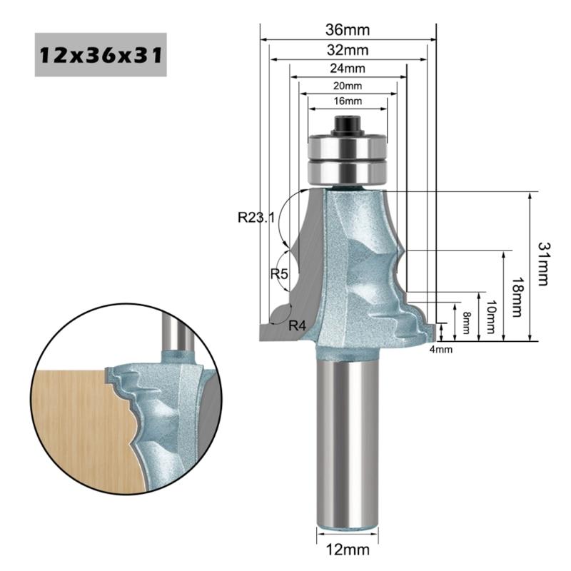 Frame Molding Router Bit Metal Door Bucket Line Knife Portable Handrail Knife Replacement for Woodwork Handrail Knife