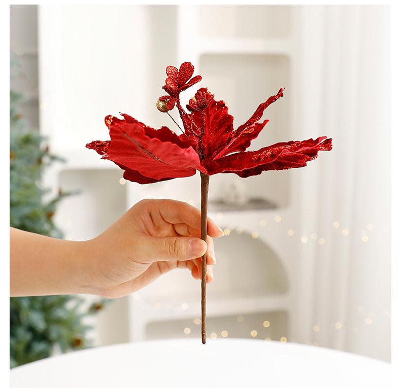 Luxury Velvet Sequin Christmas Flower Ornaments