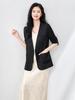 Women's Light Luxury Jacquard Ruched Sleeve V-Neck Lace Blazer