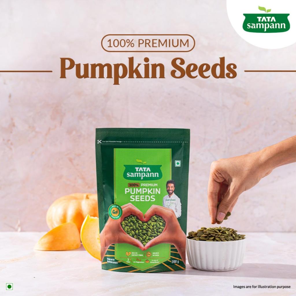 TATA Sampann Pumpkin Seeds 200g Pack Rich In Protein Fibre Magnesium Phosphorus Raw Unroasted