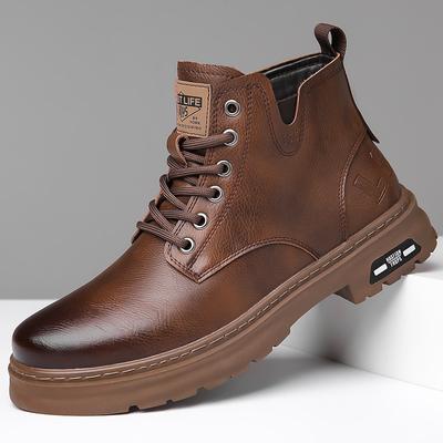 Versatile Round Toe Men Motorcycle Boots New Arrival High Top Footwear Fashion Brand Comfortable Ankle Boots Leisure Walk Shoes