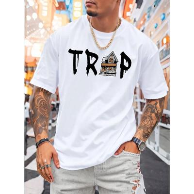 Grafisches Herren-T-Shirt 'TRAP' Schriftzug - Leichtes Alltags- & Party-Shirt - Lässiges Streetwear-Top - Maschinenwaschbare Urbane Kleidung, Modernes Design