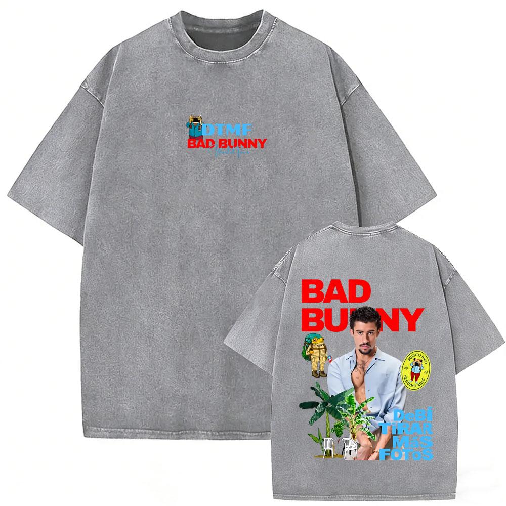 

Hot Sale Rapper Bad Bunny Washed Vintage Tshirt DeBi TiRAR MaS FOToS DTMF Tour Tshirts Men Women Fashion Hip Hop Trend T Shirt S