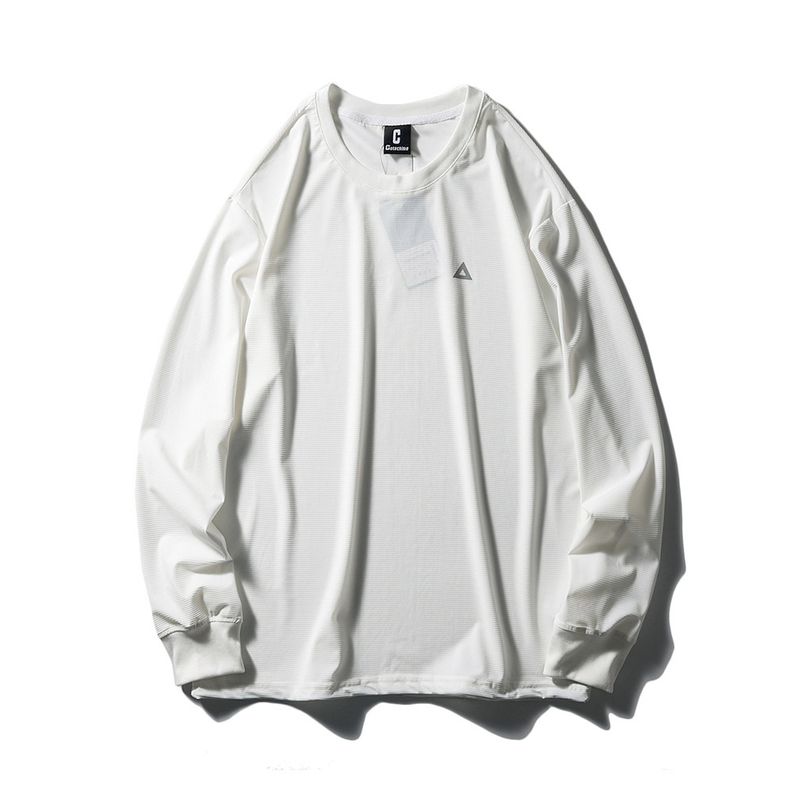 Outdoor Ice Silk Sports Quick-Drying Breathable Long Sleeves T-Shirt Men Summer Thin Top Export Export Functional T-shirt White 2XL
