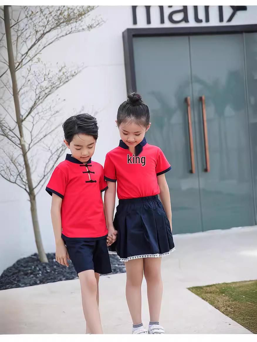 Custom Primary School Summer Sportswear: Short Sleeve Academic Style Kindergarten Uniform 90cm