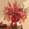 New Year Decoration Metal Vase Lucky Bucket Red Berry Wealth Fruit Flower Accessories Home Livingroom Cabinet Ornaments Crafts