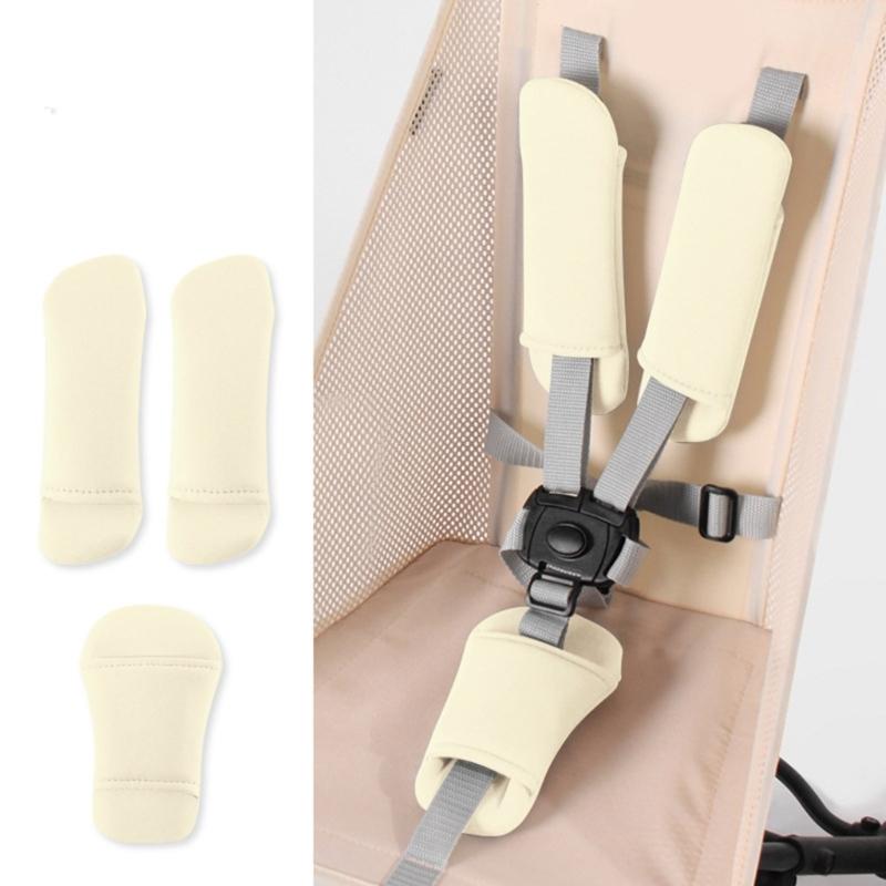 3Pcs Soft Resin Cotton Strollers Cushion Set With Shoulder Pads And Front Crotch Protector For Infant Safety