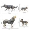Siberian Wolf King Family Model Set: Includes Wolf King, Cub, Male, and Female Solid Static Toys