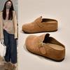 Women's Khaki Closed-Toe Thick-Soled Birkenstock Slippers - Height-Boosting, Ideal for Spring & Autumn