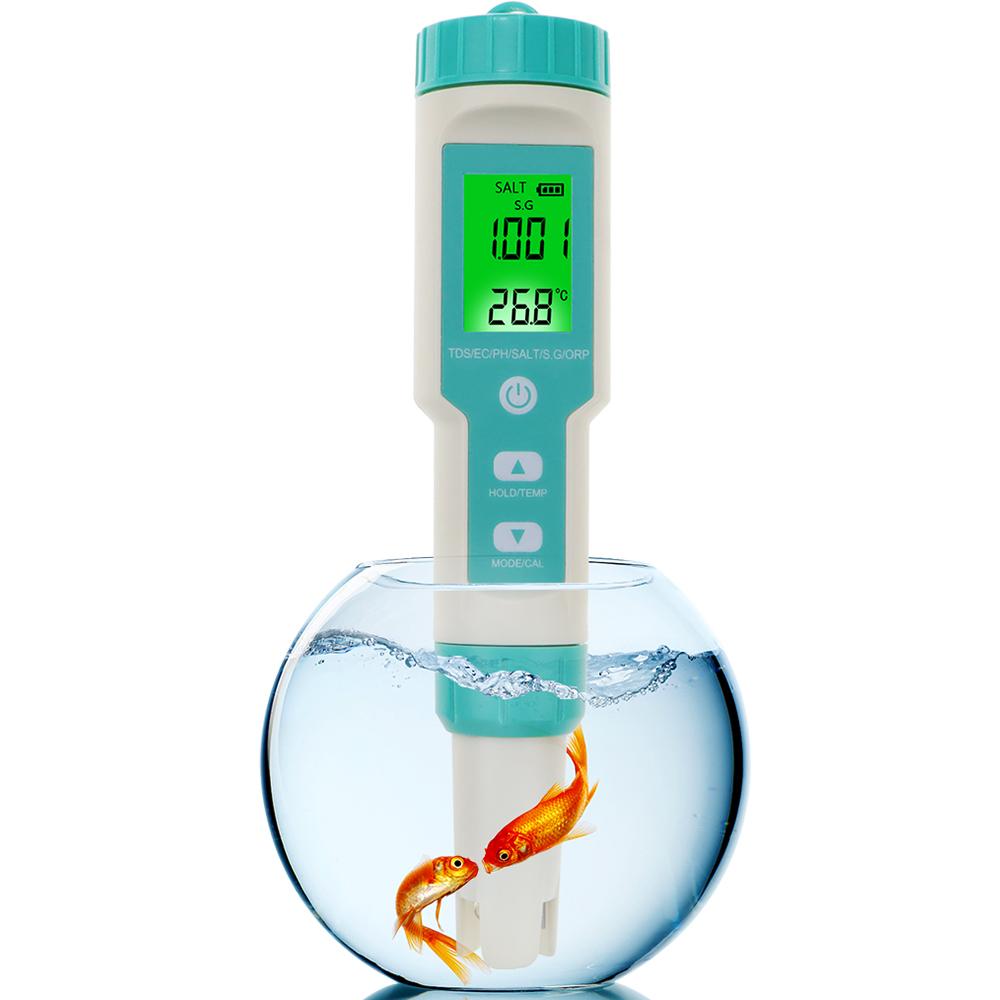 

New 7 in 1 Digital Salinity Tester ORP PH TDS EC SG TEMP Meter ORP LCD Monitor Water Quality Detector for Pool Aquarium
