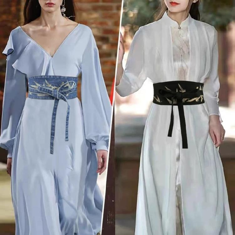 Eleganter breiter Gürtel mit Stickerei, verstellbarer gebundener Bund, Taillenkorsett für Abendparty-Kleidung, Outfit-Verstärker für formelle Anlässe