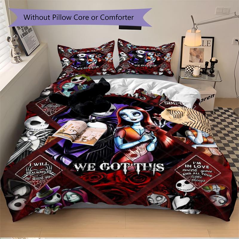 1Pc Nightmare Before Christmas Love Bedding Set Quilt Cover Pillowcase Home Christmas Xmas Halloween Gift 1 Duvet Cover 2 Pillowcase M924531