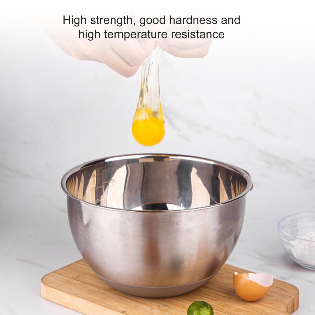Heavy Duty Stainless Steel Mixing Bowl With Ergonomic Handle Dishwasher Safe Basin For Whipping Baking And Storage