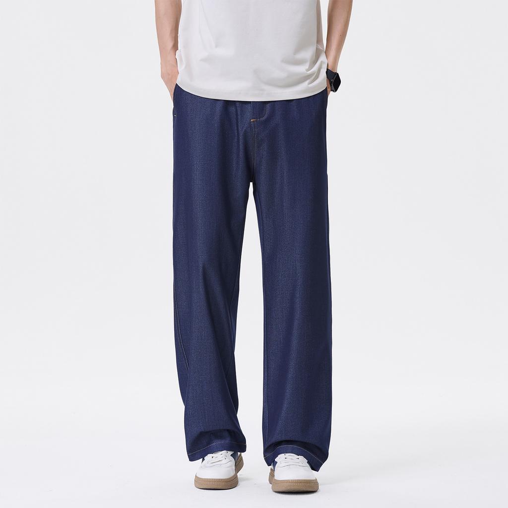 Summer new Tencel cool breathable casual pants men's American trendy brand loose wide-leg straight trousers