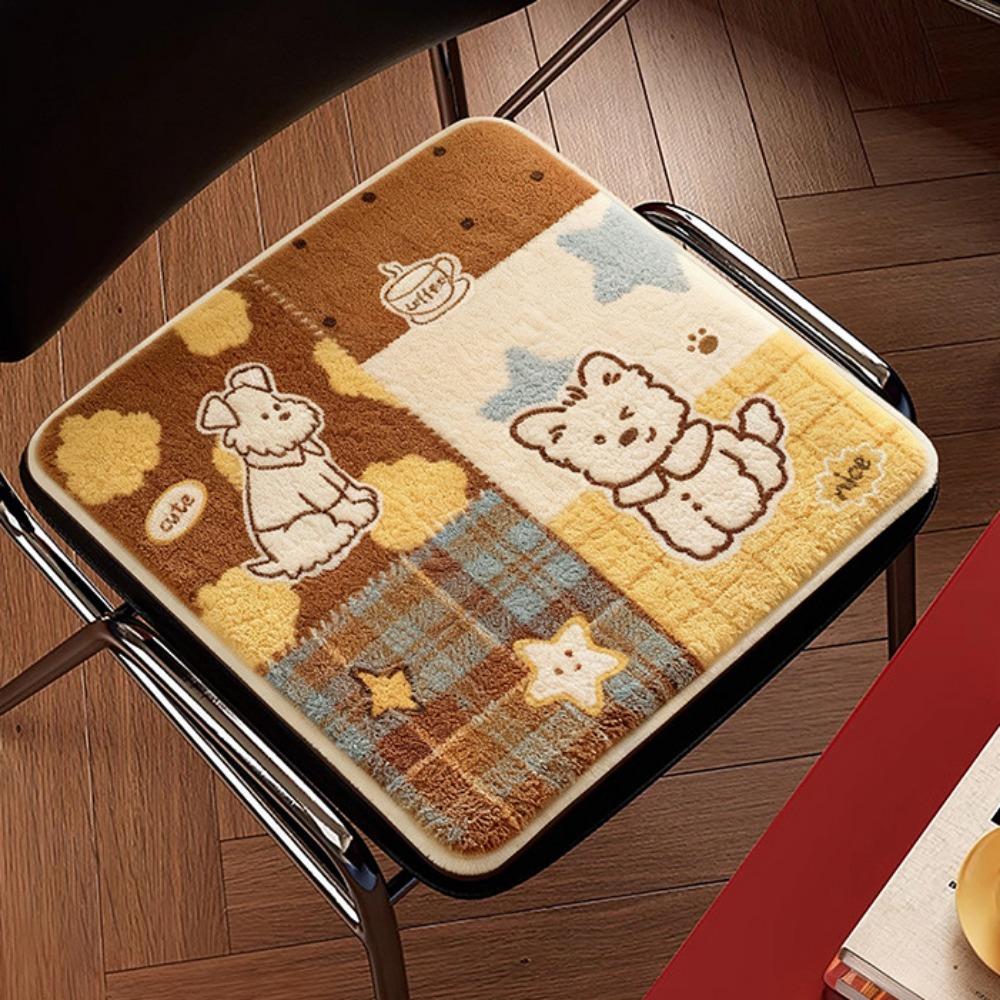 Imitation Cashmere Dining Chair Pad Anti-slip Seat Cushion Cute Chair Cushion  Home Seating