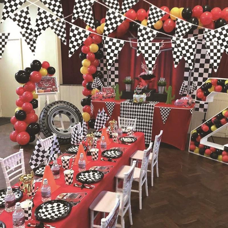10m Longer Black and White Checkered Flag Theme Party Supplies Race Car Birthday Banner Decoration Birthday Decoration