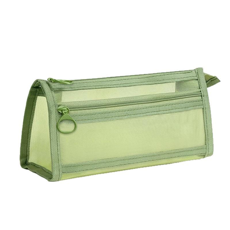 Dual-Layer Mesh Pencil Case: Large Capacity Stationery Bag for Exams and Elementary Students