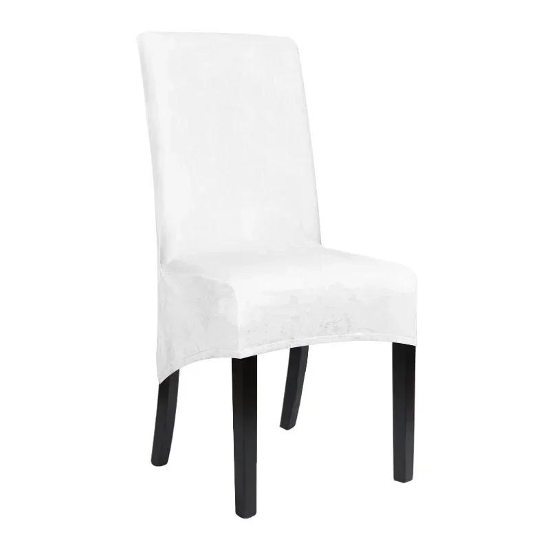 1 Pieces Long Back Chair Cover Velvet Spandex Dining Chair Slipcover Large Elastic Stretch Case for Kitchen Banquet Stool Cover