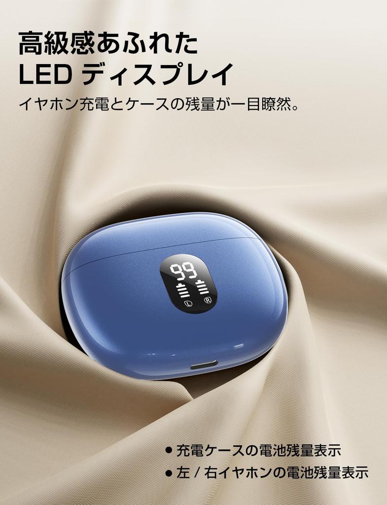 Wireless Bluetooth Earphones with LED Display, 48-Hour Playback Time, Hi-Fi Deep Bass, Compact and Lightweight Design, IPX7 Waterproof, Type-C Fast Ch