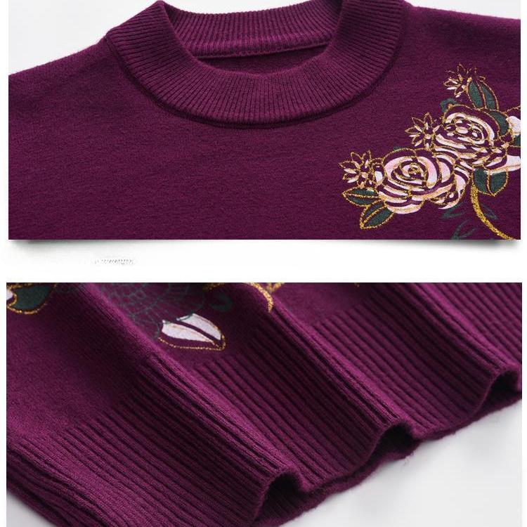 Dame Genser med trykk Høst Vinter Fleecefôret Pullover Genser Fortykket Strikket Genser Pluss Størrelse Genser