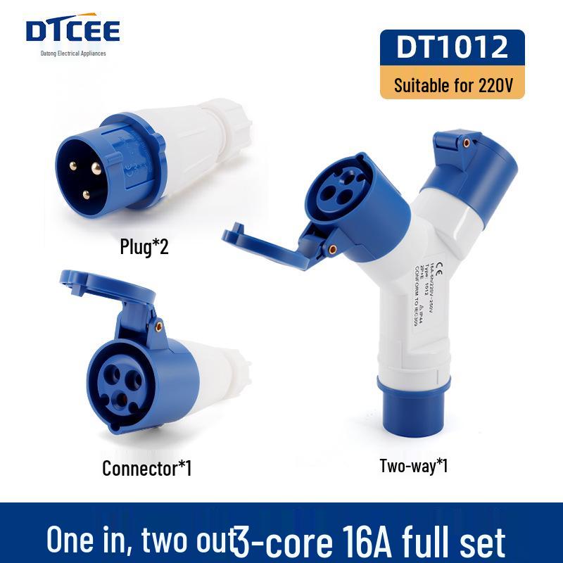 Three-Way Explosion-Proof Industrial Plug Y-Type Aviation Socket 32A/16A Waterproof Converter.