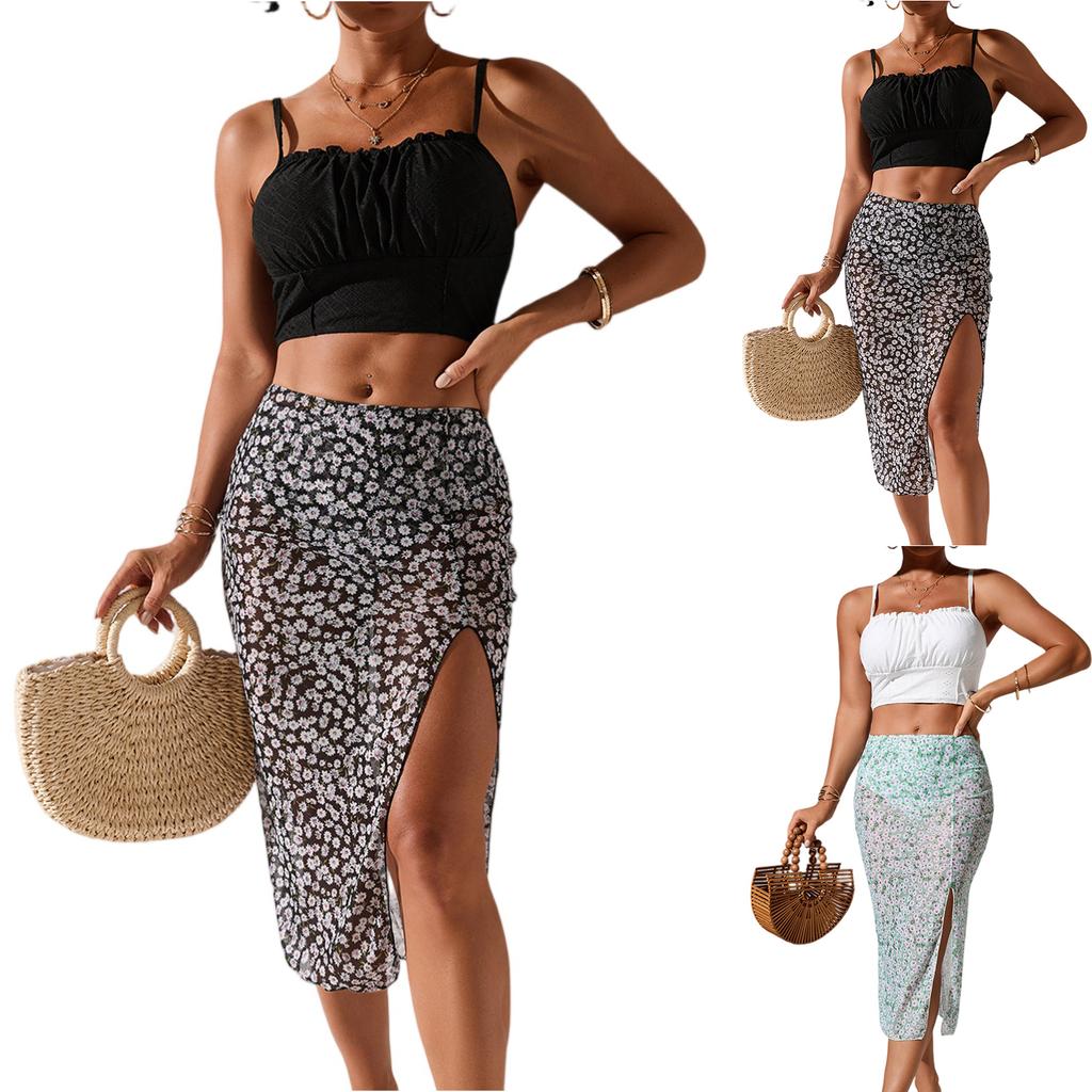 Women's Split Three-piece Sling Skirt Bikini Swimsuit