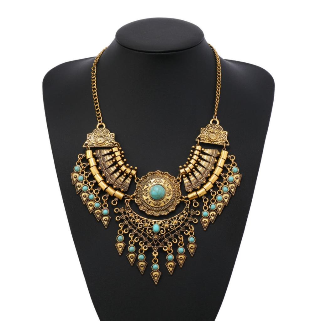Ethnic European and American Retro Tassel Necklace Exaggerated Sweater Clavicle Chain