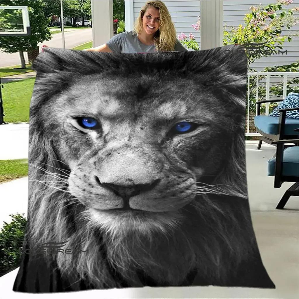 3D Lion Printed Blanket Picnic blanket blankets for beds Flange Warm blanket Home travel blankets bed linings birthday gift
