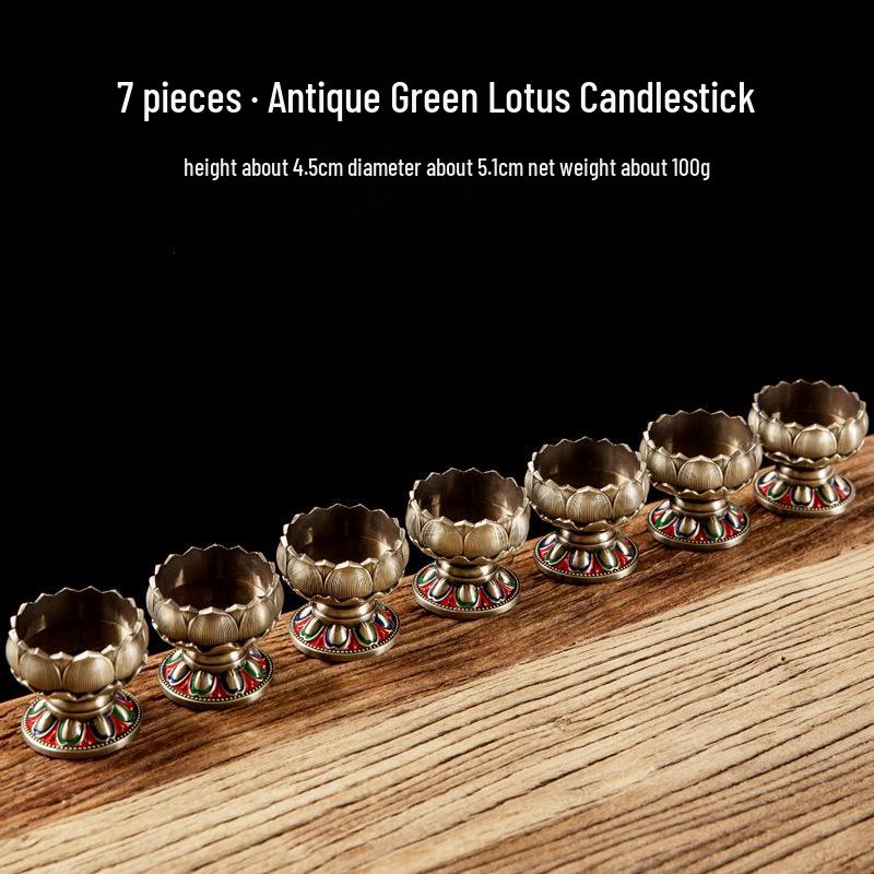 Ganzmetall Lotus Butterlampenhalter Set für Buddhistische Opfergaben