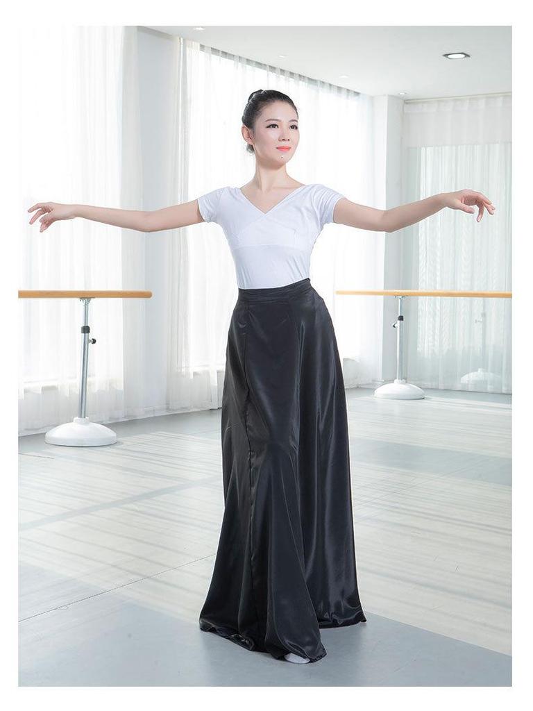 Red Shoes Midi Skirt: Gossamer Korean Dance Performance Costume for Women