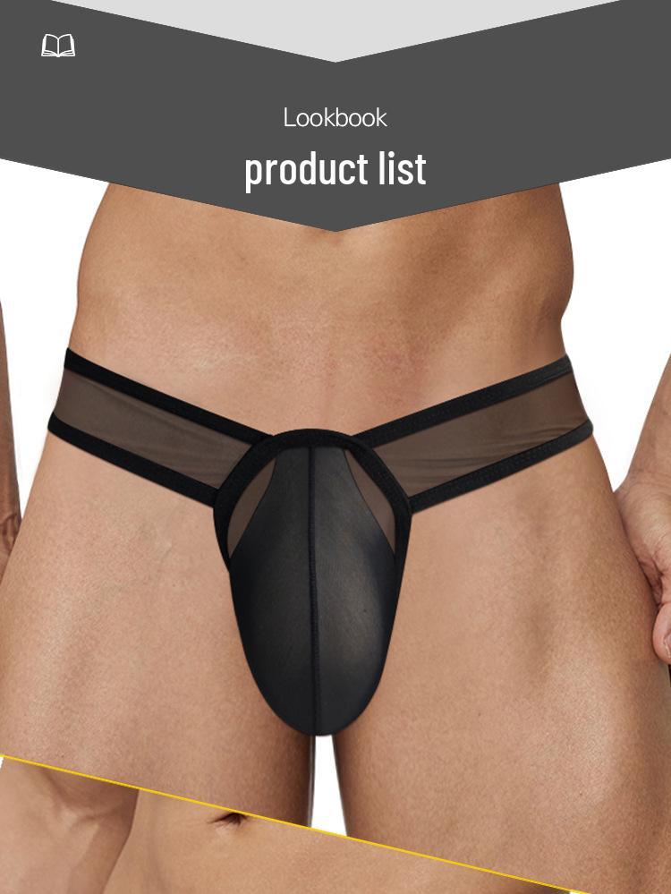 Pánské letní prodyšné trojúhelníkové spodní prádlo z ledového hedvábí s nízkým pasem - Módní, elastické, pohodlné a průhledné.