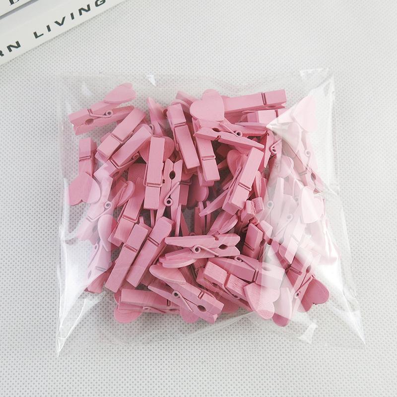 

50pcs Heart Pink Blue Wooden Photo Clips Memo Paper Peg Clothespin Stationery Clips Office Party Decoration Accessories 35*7mm розовый