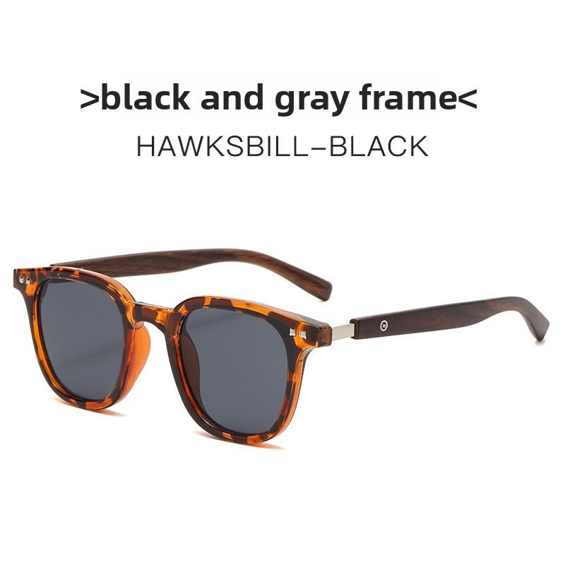 Korean Style Wooden Pattern Square Sunglasses With Uv400 Protection For Outdoor Fashion And Travel