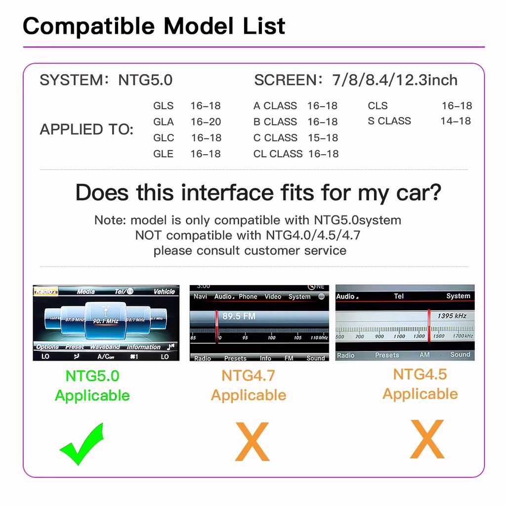 Kabellose CarPlay Android Auto Decoder Box CarPlay Schnittstelle für Mercedes Benz GLE GLS CLS NTG 5.0 5.1 COMAND System 2014-2017