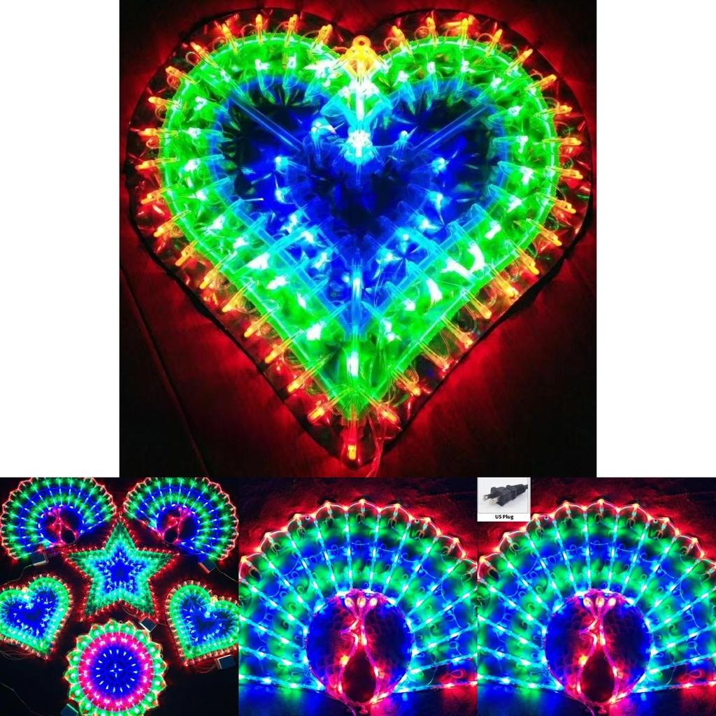 Sunflower Star Peacock Heart Shape Led Lantern String Lights With Colorful Decorative Shapes For Holiday Party Decor