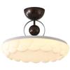 Modern Mid-Century Cream Bedroom Semi-Pendant Ceiling Light with Retro Eye Protection