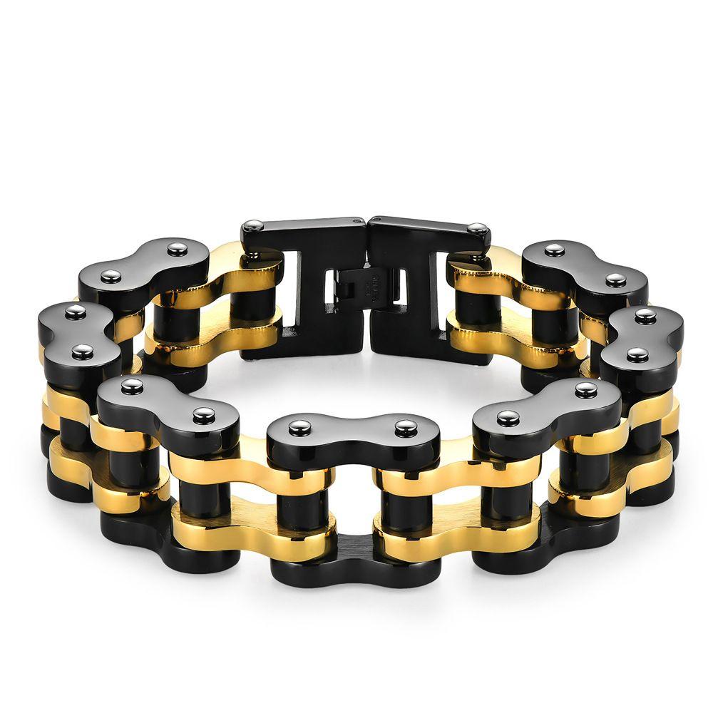 Bracciale Lungo 22/24CM Largo 21MM Uomo Rock And Roll Catena da Motociclista Braccialetti da Uomo Braccialetti Pesanti in Acciaio Inossidabile Gioielli Biker