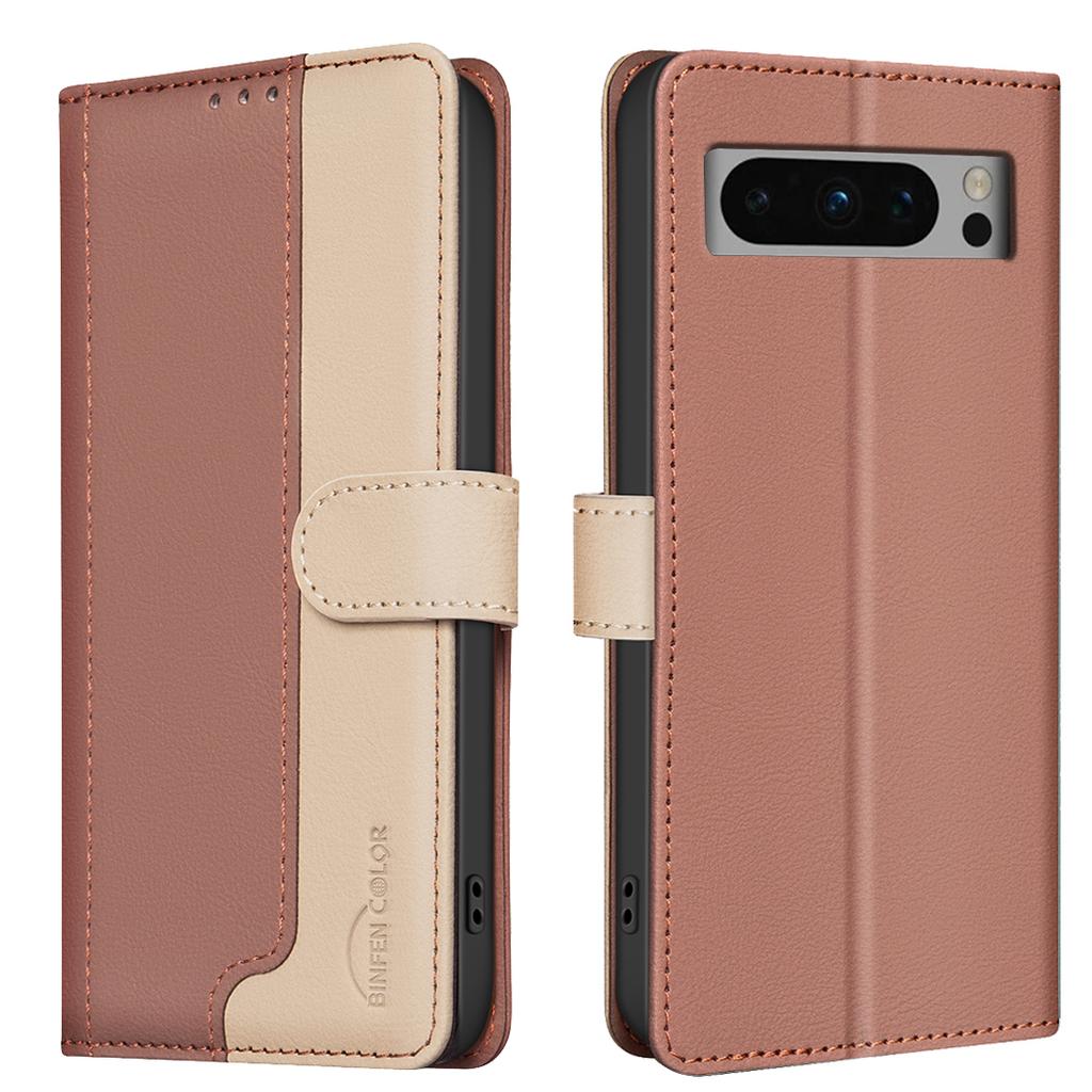 Two Color Patchwork Style Splicing Design PU Leather Flip Stand Wallet Phone Bag Case for Google Pixel 8,Pixel 8a,Pixel 8 Pro,Pixel 9,Pixel 9 Pro