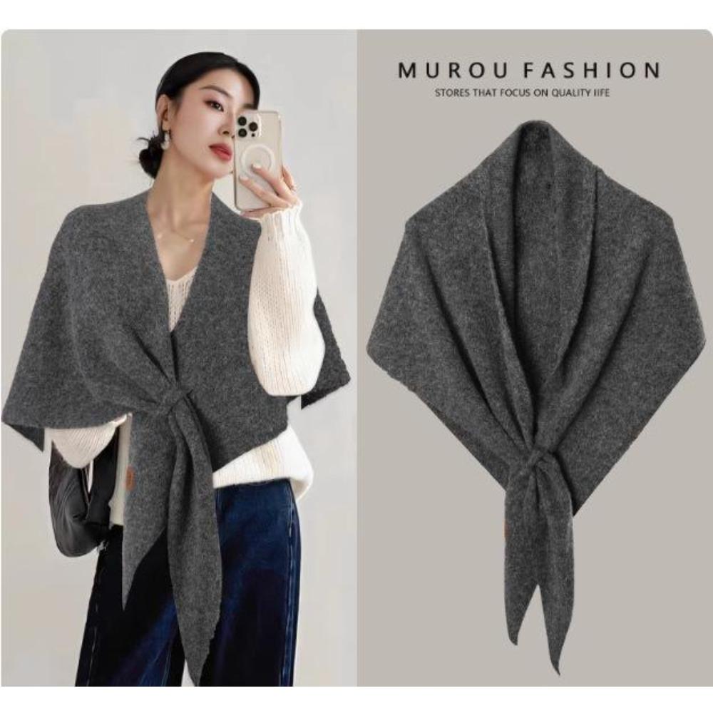 Eșarfă Triunghiulară din Lână Leneșă Pe Stradă Protecție Gât Femei și Eșarfă Caldă Șal Mare Culoare Solidă Aer Condiționat