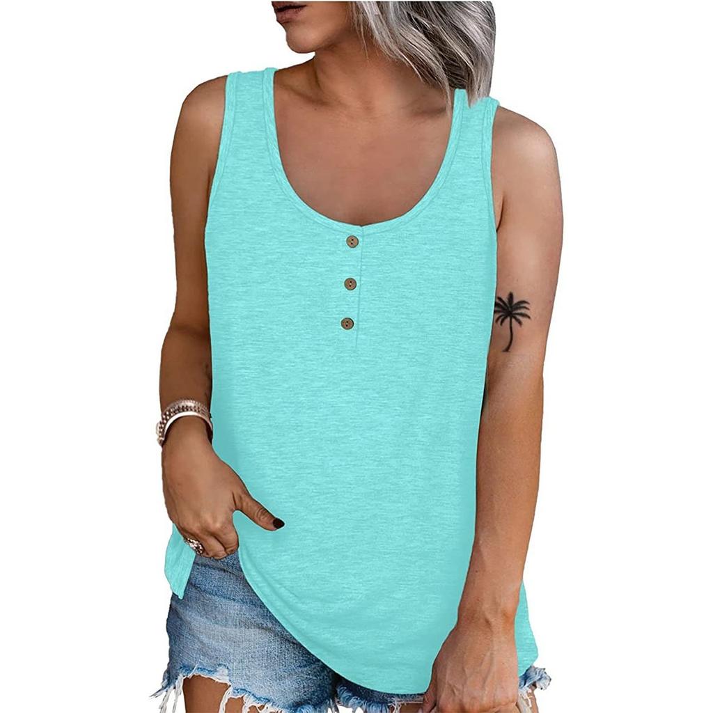 Women Summer 2022 Sleeveless Casual Solid Color O-Neck T-Shirt Tops Blouse