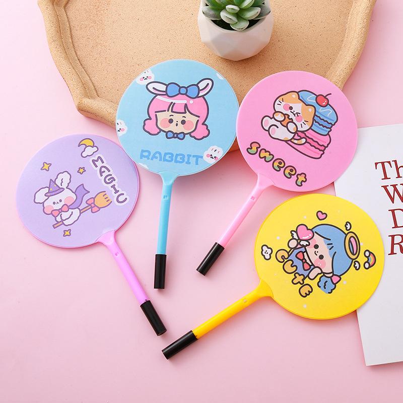 Creative Ballpoint Pen Cartoon Plastic Hand Fan Pens Cute Student Children School Stationery Wedding Party Gift