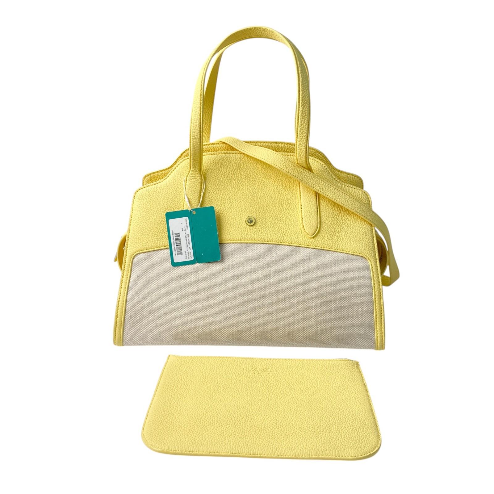 

Used Loro PianaTote Bag yellow/Beige leather/canvas Women