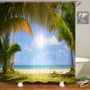 Bathroom Waterproof Shower Curtain Sunset Dusk Beach Scenery Seaside Printing Polyester Home Decoration Curtain With Hook
