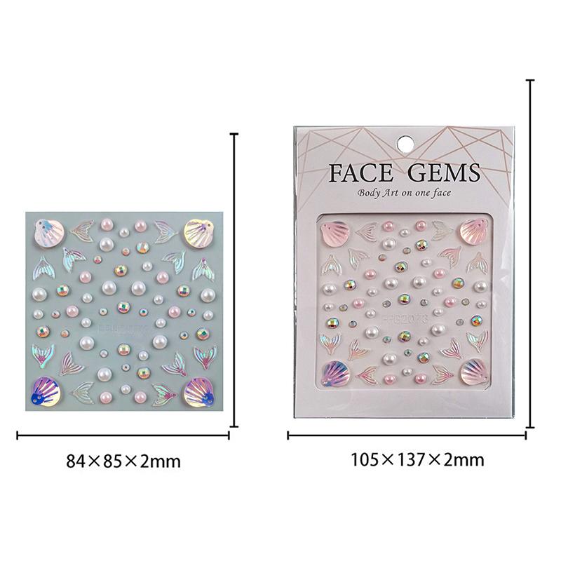 1 Sheet Dreamy  Diamond Patch 3D Face Jewels Mermaid Rose Temporary Tattoo Stickers Sweet Diy Body Art Decoration Makeup
