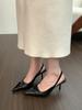 Black pointed high heels women's spring 2025 new French temperament elegant bag head thin heel empty sandals single shoes