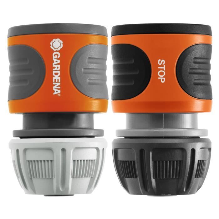 Gardena raccords rapide et aquastop ø13 mm et ø15 mm – pour début et fin de tuyau –résiste au get et uv garantie 5 ans