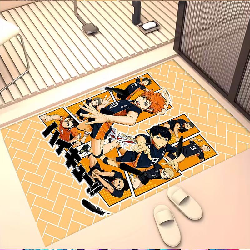 Haikyu Print Rug, Washable Floor Carpet, For Entryway Dorm Laundry Room Office Study, Home Decor Birthday Christmas Gift