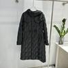 Womens Mid-Length Down Coat With Hood Slim Fit Knee-Length Lightweight Warm Outerwear In Black Beige Coffee Forest Green